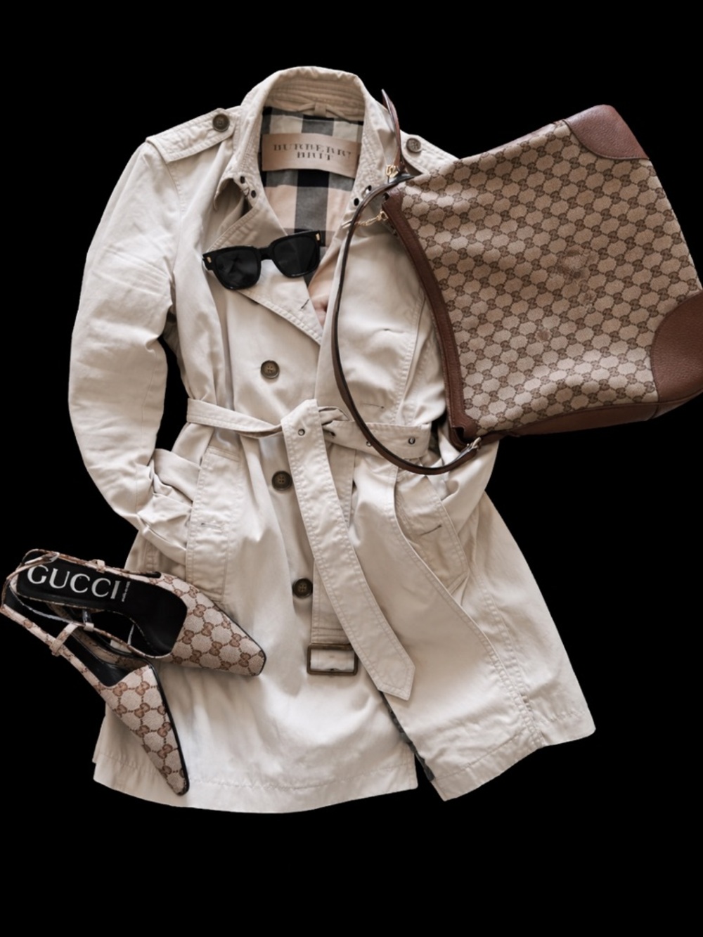 Burberry Brit Trench Coat Beige Nova Check Lined Belted US 14 UK 16 - Picture 16 of 17